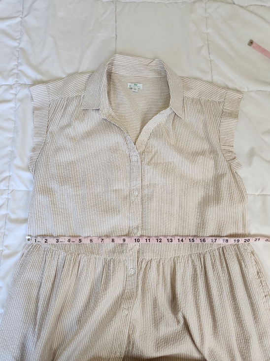 Dip Striped Tiered Buttondown Shirtdress Pockets Organic Cotton Modal Womens XL - Picture 4 of 9